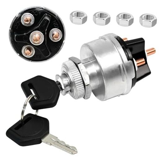 1 Set Wires Ignition Switch， with Key 4 Position Universal Black Plastic