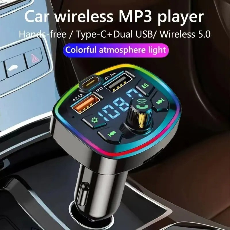 Bluetooth 5.0 Car Wireless FM Transmitter Adapter USB PD Charger AUX Hands Free