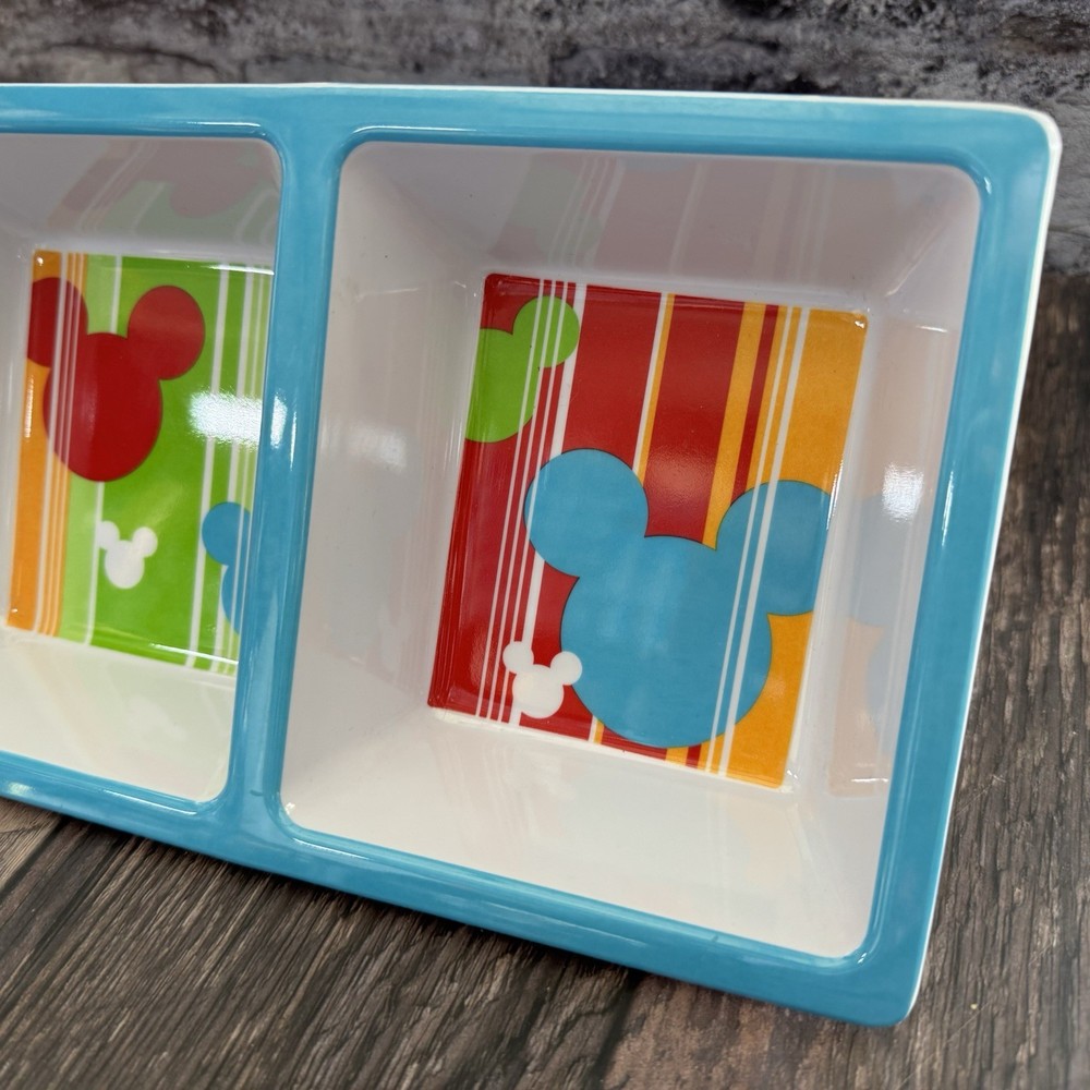 Disney Mickey Mouse Snack Serving Tray Divided Sections Multicolor Rectangle