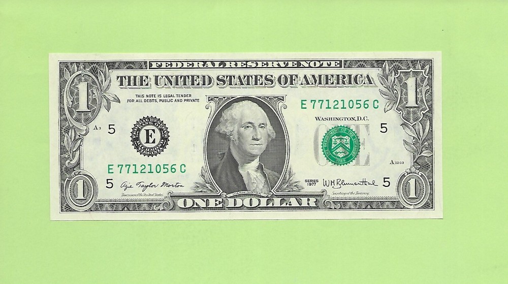 1977 ..UNCIRC $1  E 7712 1056 C  .... 1977 $1  E-C     NICE NOTE        FRN