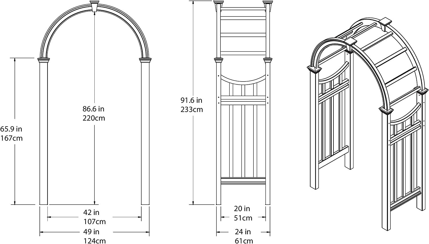 VITA VIENNA Arbor Decorative Vinyl Garden Patio Wedding Arch Trellis w/WARRANTY