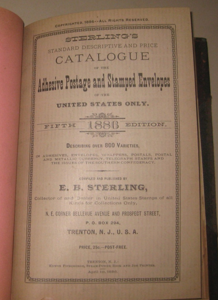 Sterling's United States Stamp Catalogue 1877-87 bound 1st - 6th editions -Yeats