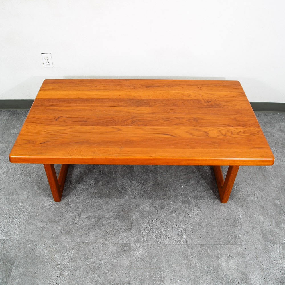 Mid Century Danish Modern Coffee Table Rectangular Solid Teak Niels Bach Randers