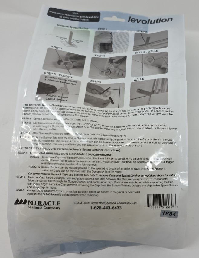 levolution Tile Leveling Spacer 3/16" Part A 50 Pack Universal Grid System White