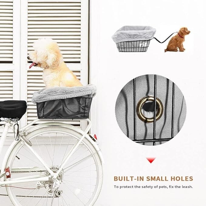 Bicycle Basket Liner for Pets Soft Inside with Durable Canvas Gray