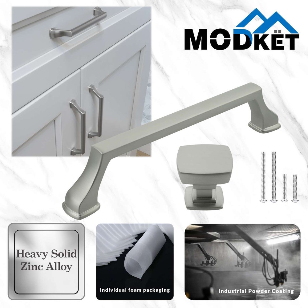 Solid Brushed Nickel Cabinet Pulls Knobs Handles Kitchen and Bathroom Drawers