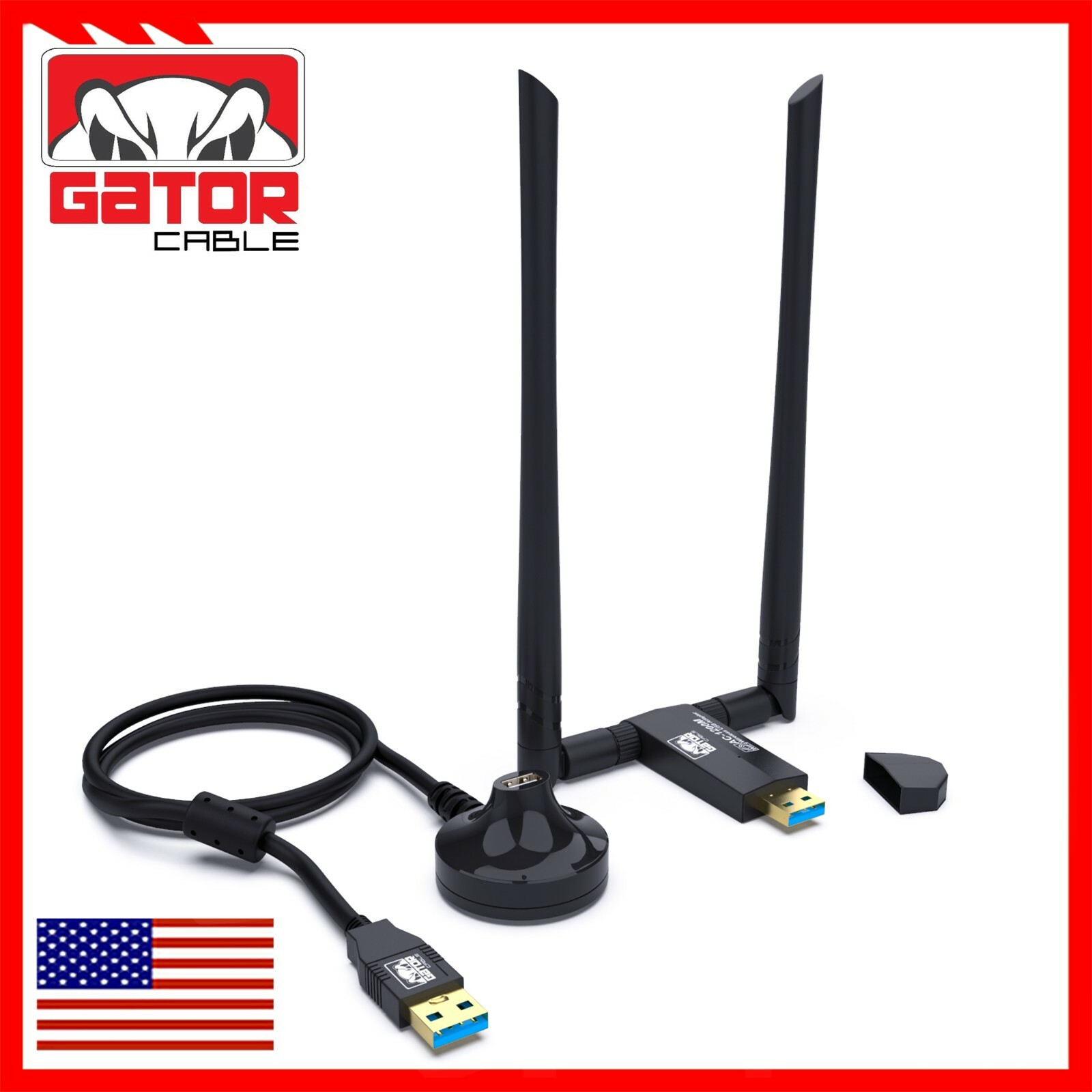 WiFi Wireless Antenna USB 3.0 Adapter Long Range 1200Mbps Dual Band 5GHz 2.4GHz