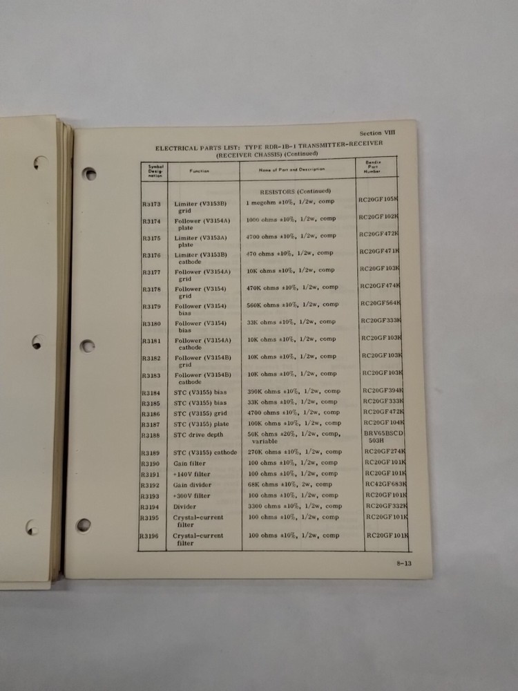 Bendix Airborne Radar System Type RDR-1B-1 Transmitter Receiver Instruction Book