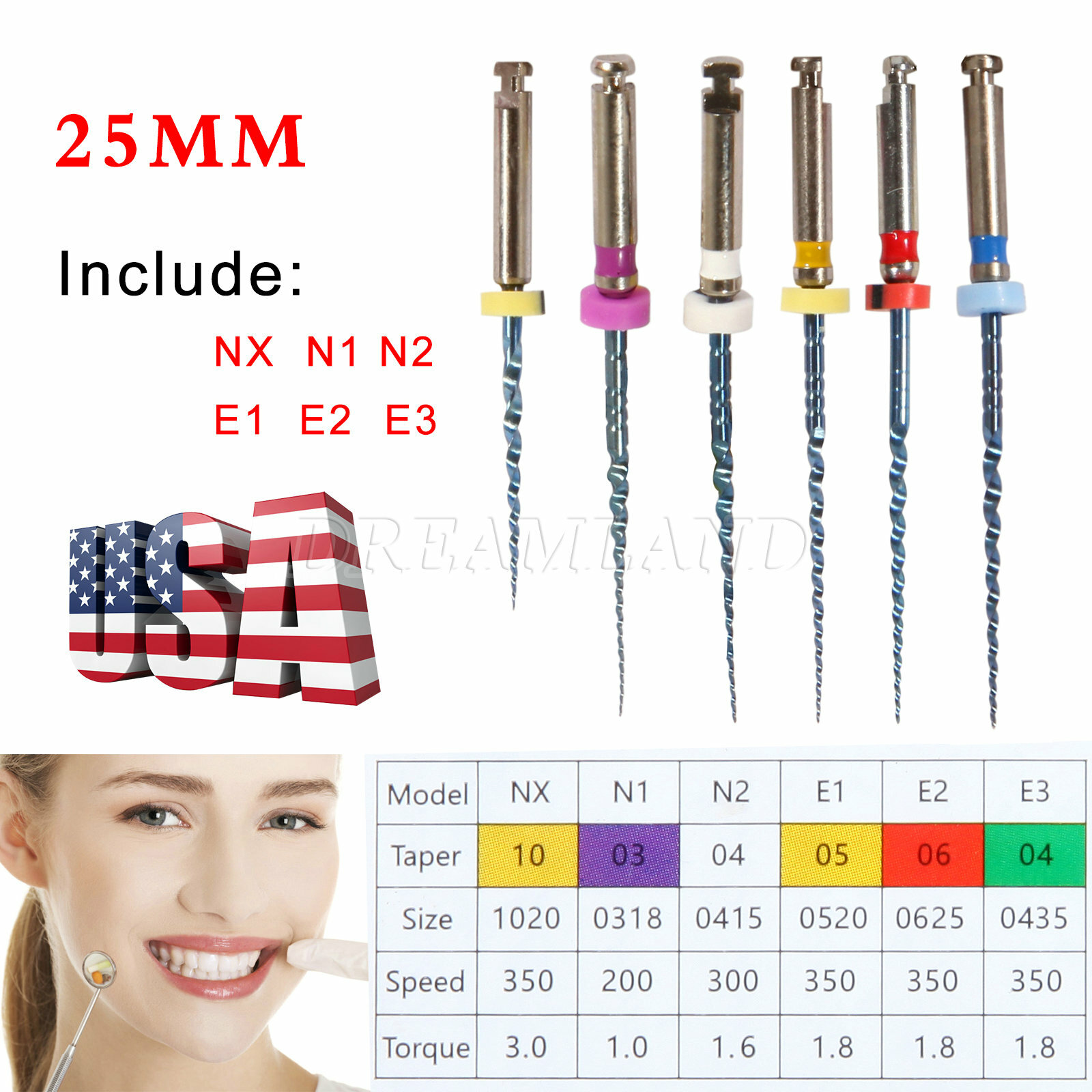 1-10packs Dental NiTi Files Rotary Engine File 25mm for Endodontic Motor