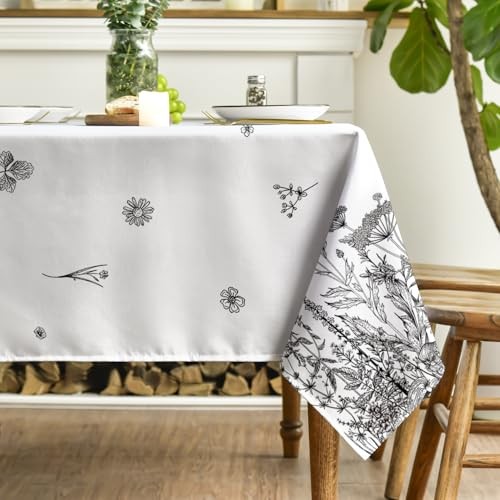 Spring Summer Tablecloth 60×84 Inch Rectangular, 60" x 84" (Rectangular) Black