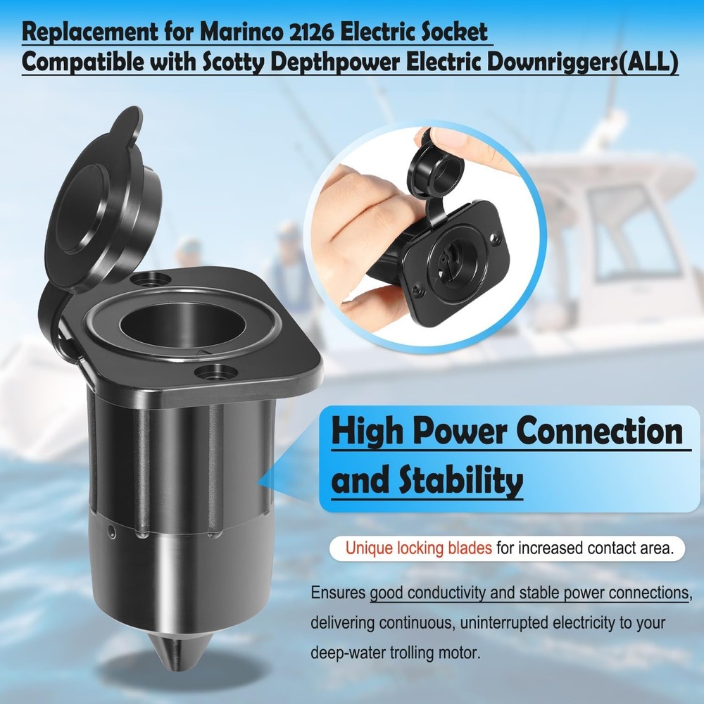 Replace for Scotty #2126 Depthpower Marinco Electric Socket , Black