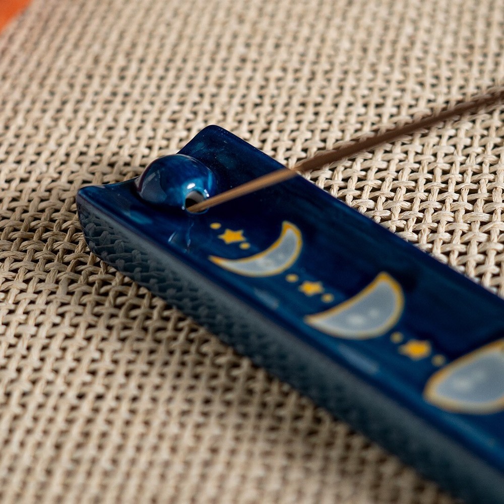 PT Pacific Giftware Blue Moon Phase Ceramic Incense Burner Holder