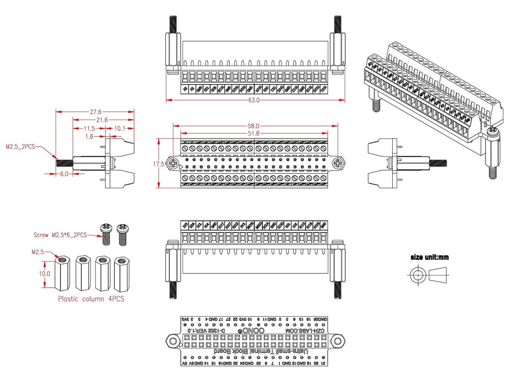 Ultra Small Raspberry Pi GPIO Terminal Block Breakout Board Module RPi