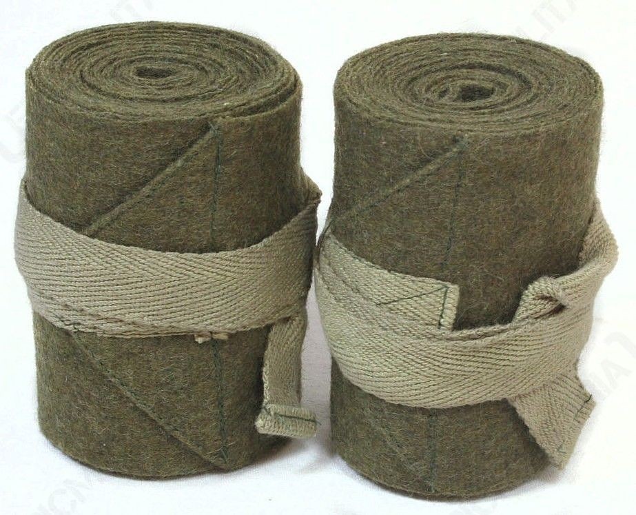 WW2 British Army Puttees - Green Wool Wraps Gaiters Pair Uniform Soldier Repro