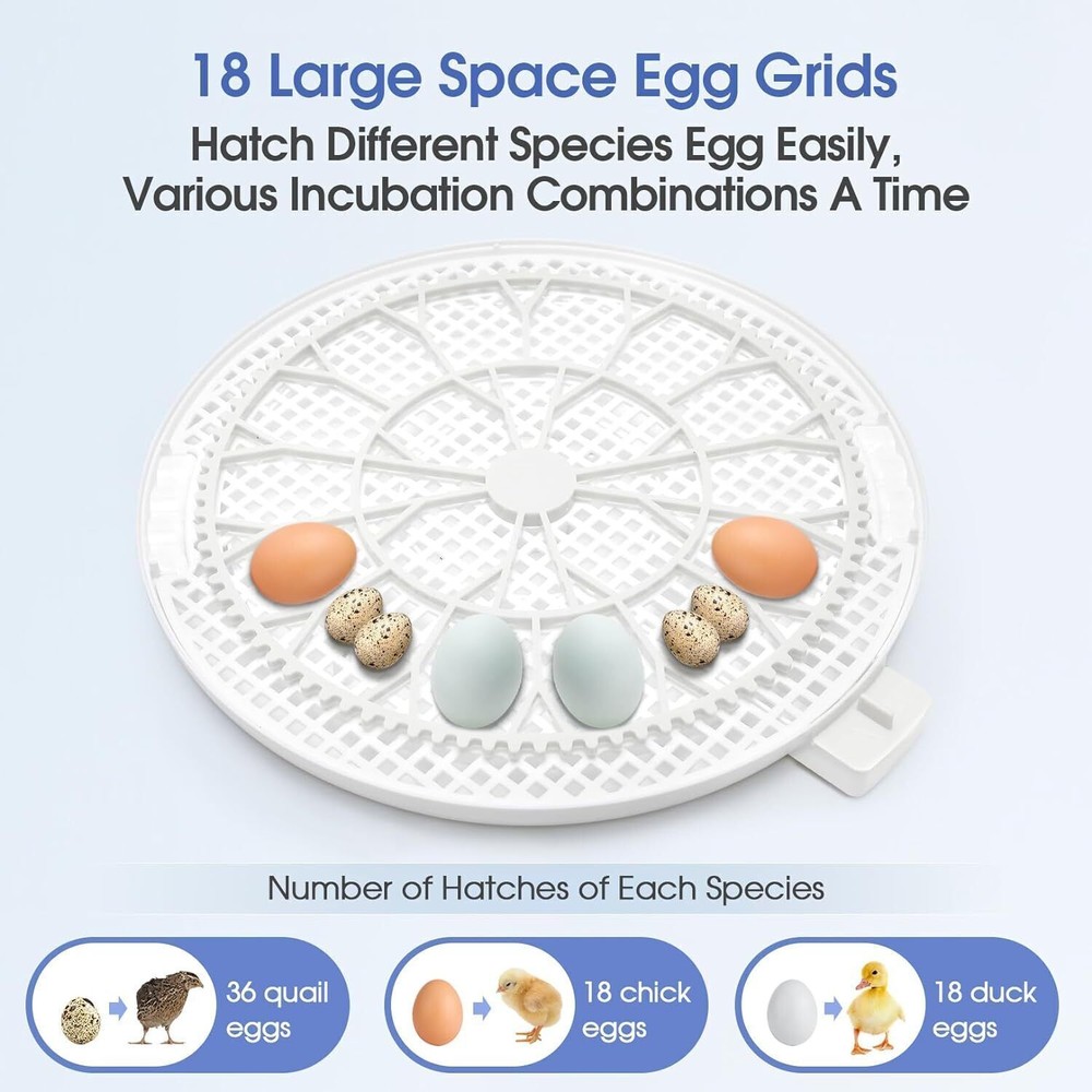 18 Egg Poultry Incubator for Hatching Eggs Chick Automatic Turning &Stop Display