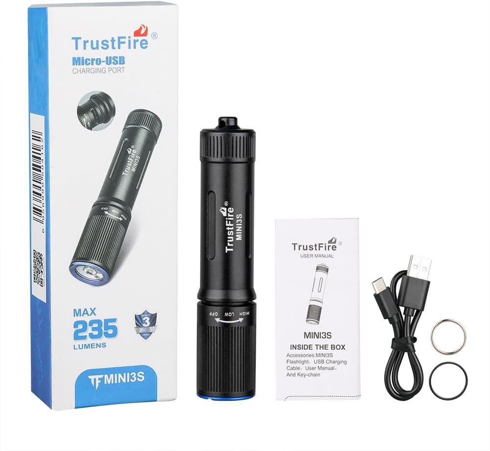 Trustfire 235LM LED Keychain MINI Rechargeable Flashlight Keyring LED Torch
