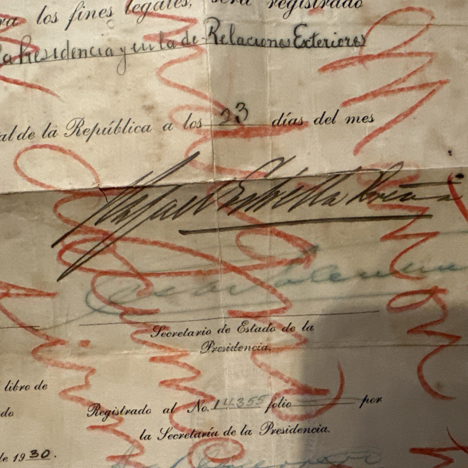 1930 Signed Document Rafael Estrella Ureña.
