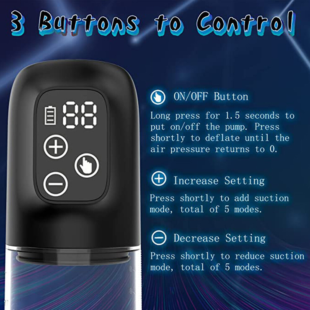 Penis Vacuum Sucking Pump Enhancer Digital LED Display Male Men Enlarger Growth