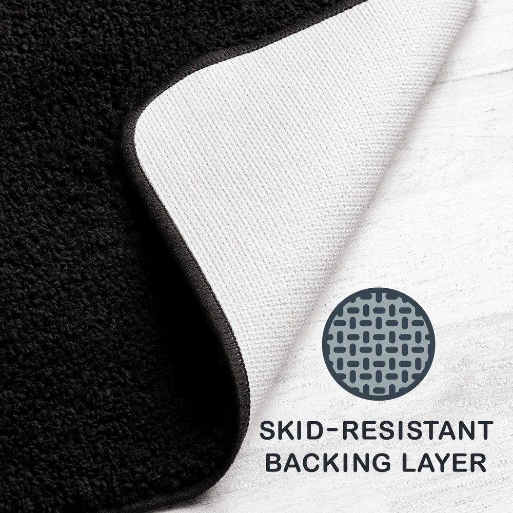 Mainstays Black Bath Rug - 24"x40" Large, Basic Polyester,Absorbent Bathroom Mat