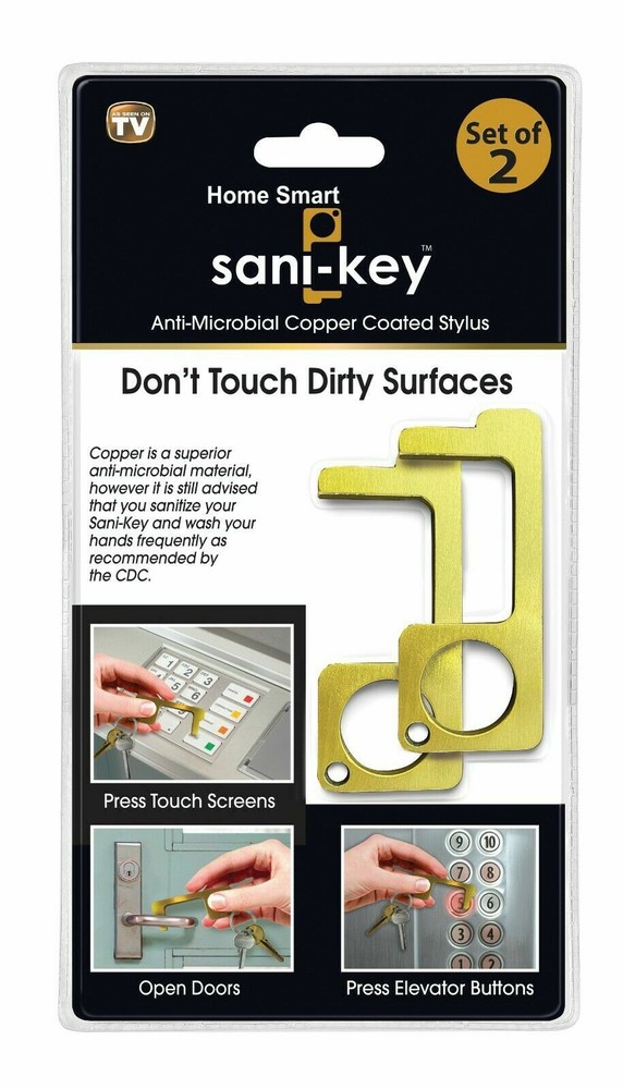 Sani Key 2pack Anti-Microbial Copper Coated Stylus Key Ring