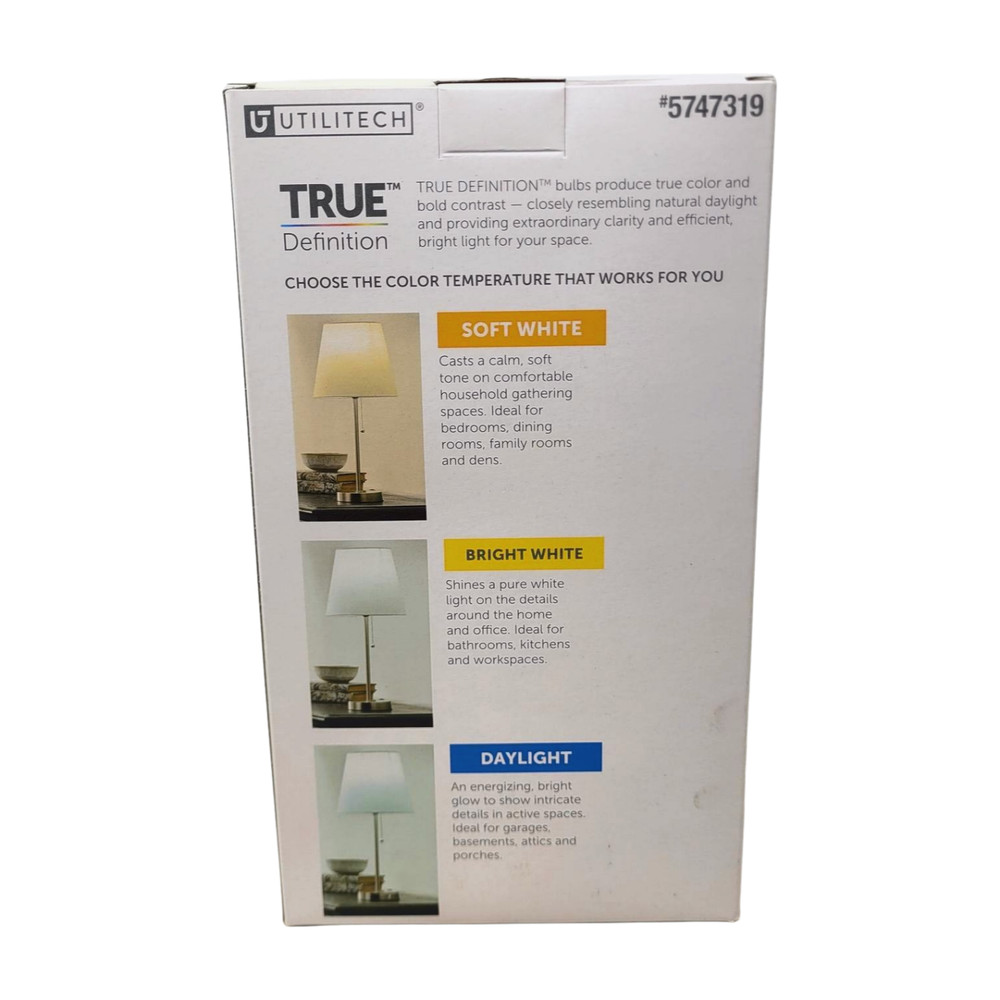 Utilitech 60 -Watt EQ A19 Bright white Medium screw base E26 Dimmable LED 8.5W