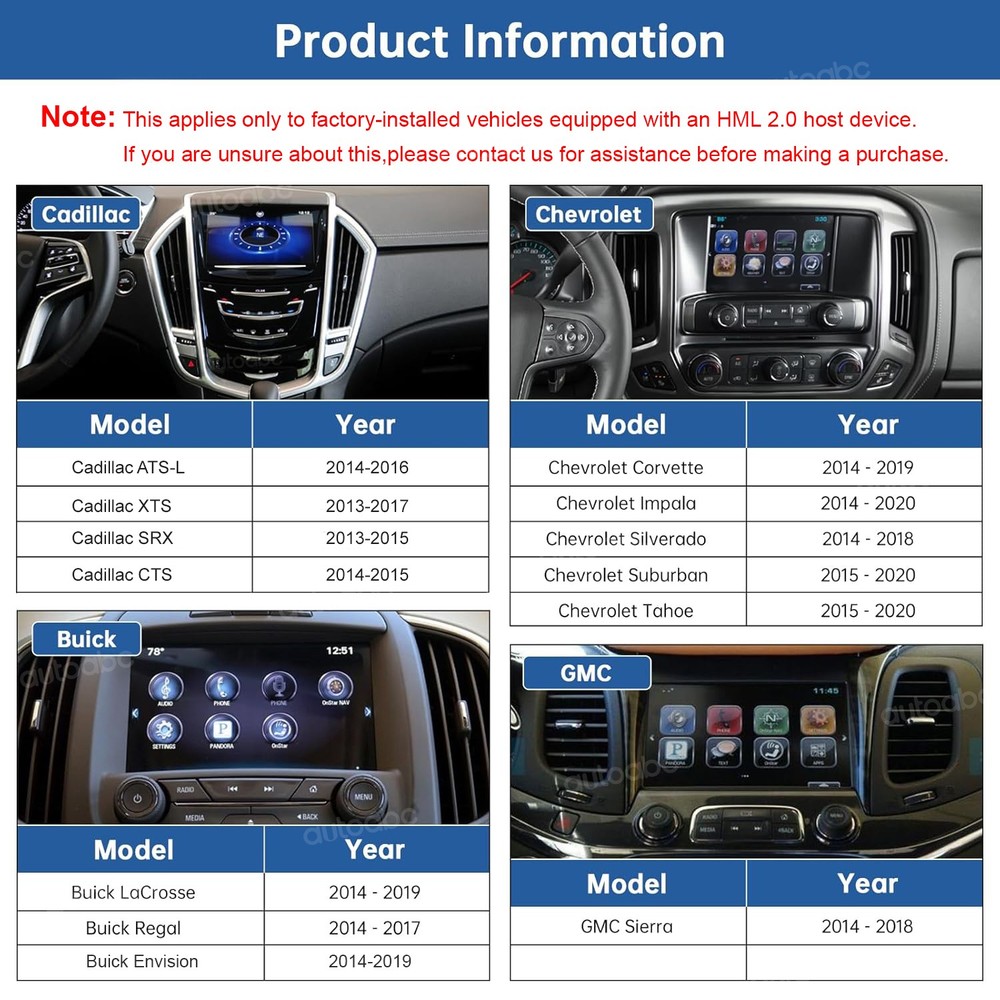 Wireless CarPlay Android Auto interface for Chevrolet Silverado Corvette Impala