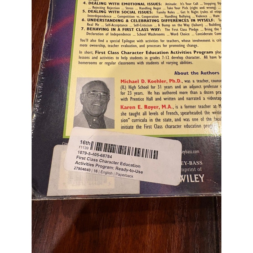 First Class Character Education Activities Program Grades 7-12 Teachers Guide