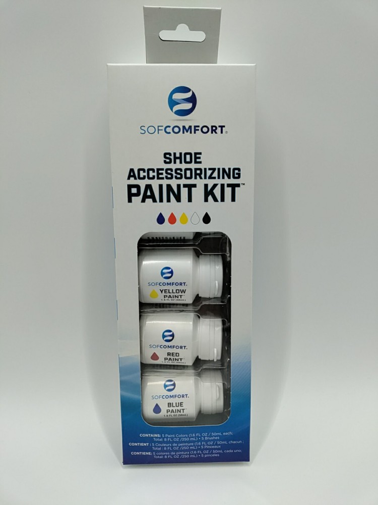SOFCOMFORT Shoe Accessorizing Paint Kit, 5 Colors , 5 Brushes , Multicolor