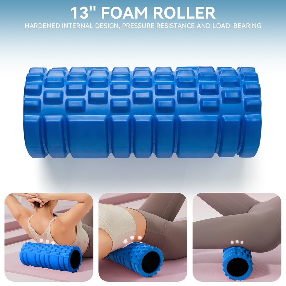 Foam Roller for Deep Tissue Massager, 13" High Density Exercise Patented Roll...
