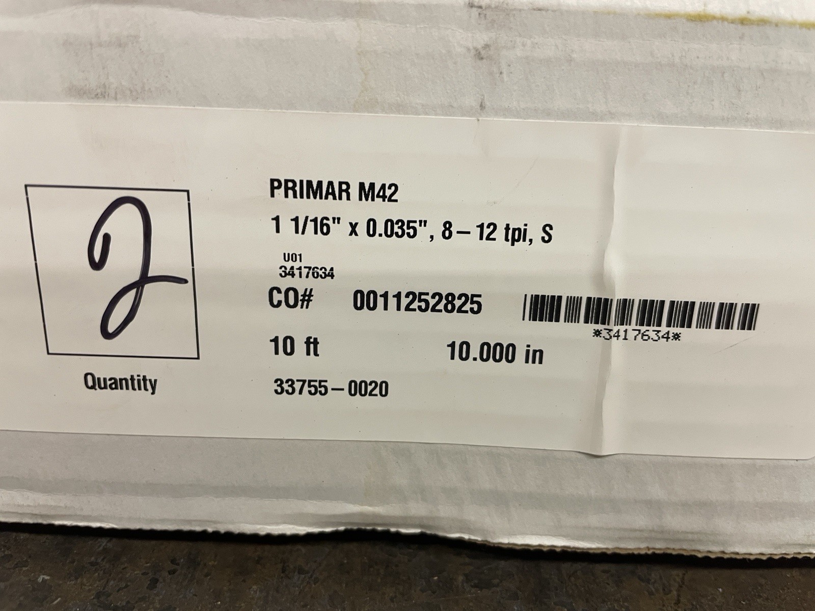 (130") 10'-10" x 1-1/16" -.035, 8-12 tpi Wikus M42 Bi-Metal Band Saw Blade 2 Pcs