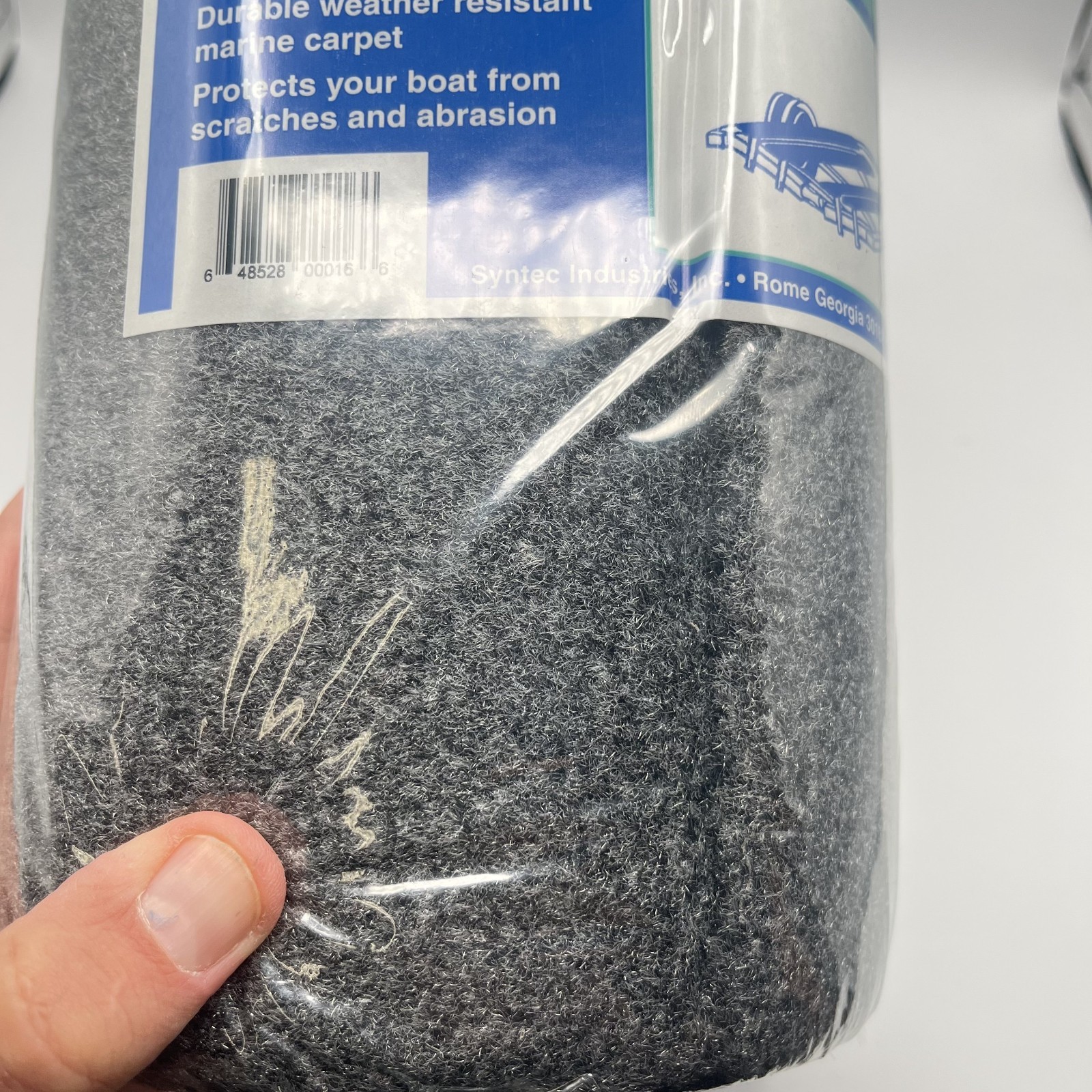 Syntec 12" x 12' Charcoal Trailer Bunk Carpeting for Boat Trailers - 16oz