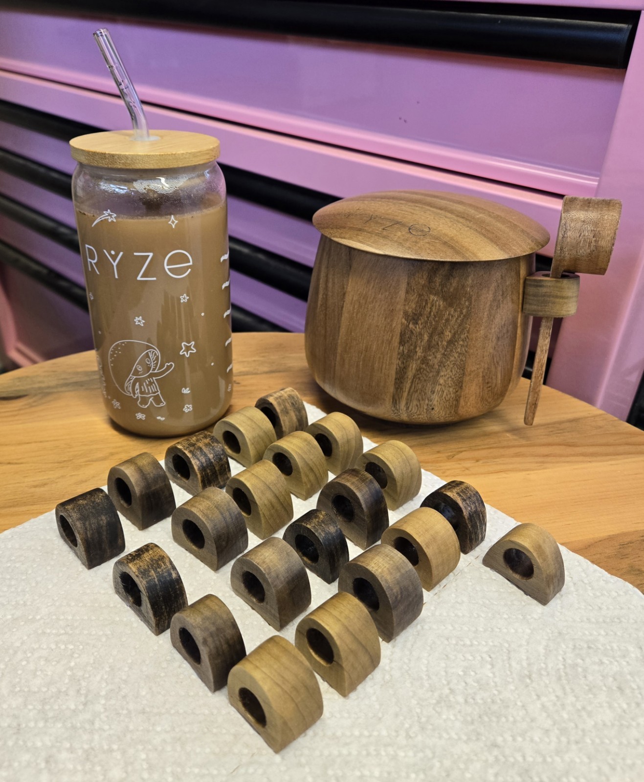 Ryze Ritual Canister Set Scoop Holder, Real Wood *Canister Not Included*