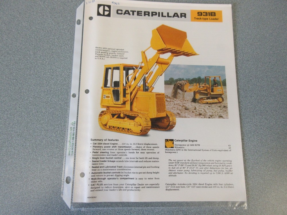 Caterpillar 931B Crawler Loader Brochure 1979