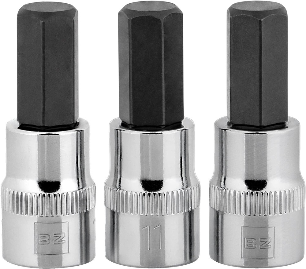 BRAZEN 11mm Hex Bit Socket/Allen Driver Three Pack 3/8" Drive, Short