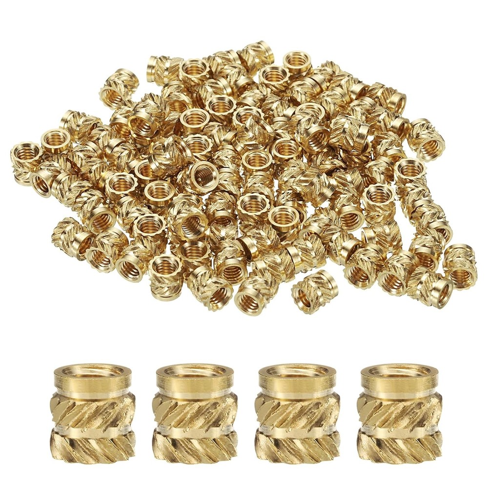 uxcell 50pcs M4 Threaded Inserts Brass Heat Set Insert M4x6x6mm(ID*Lenth*OD)