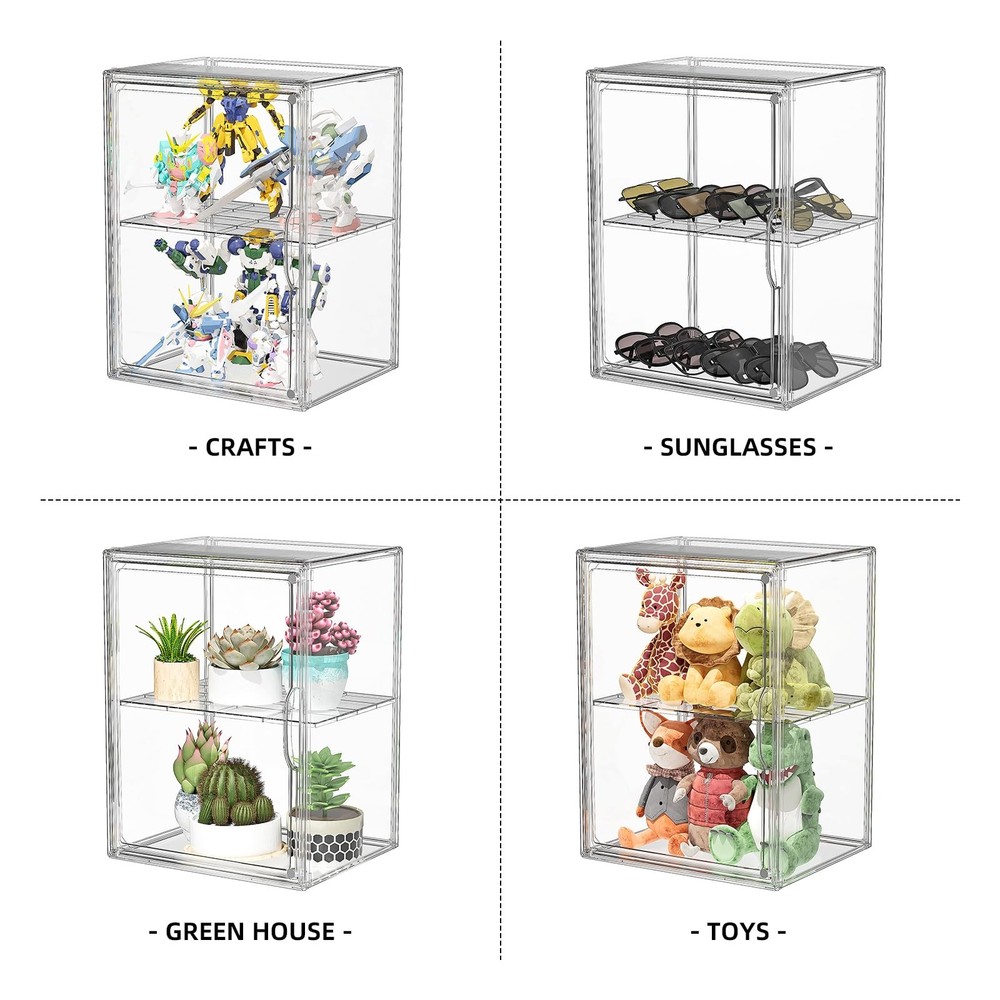Clear Acrylic Display Case, Super Large Stackable Storage Bins Magnetic Attra...
