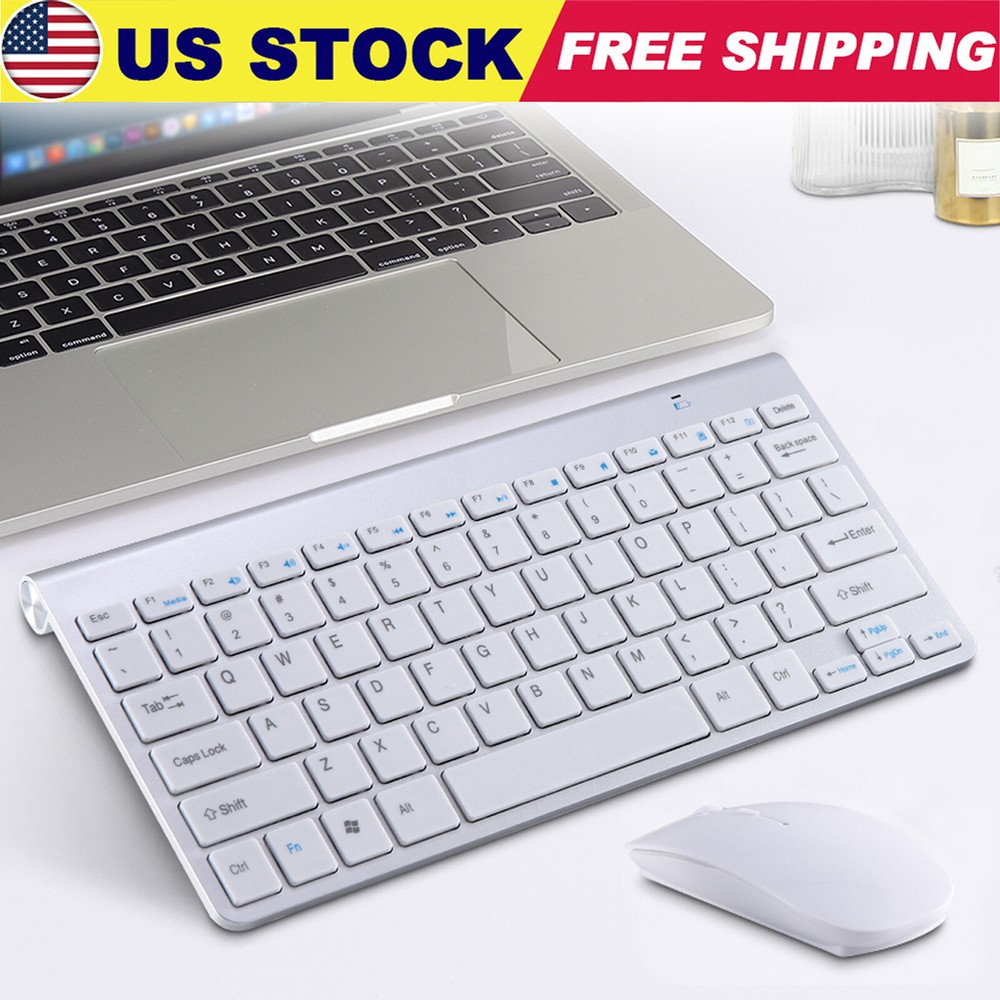Mini 2.4G Wireless Keyboard and Mouse Set For Mac PC Computer Desktop Sliver