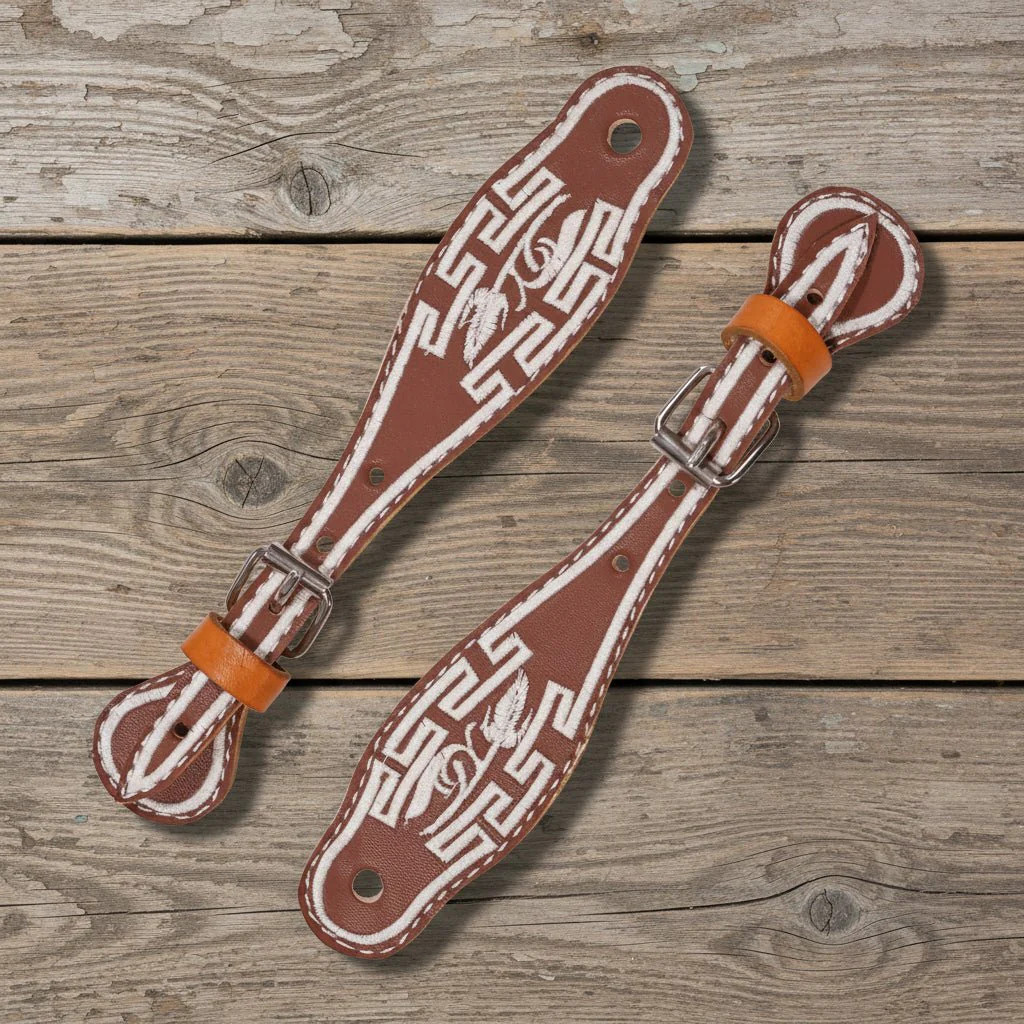 Chedron Charro Bordado Espuelas Correones | Embroidered Leather Spur Straps