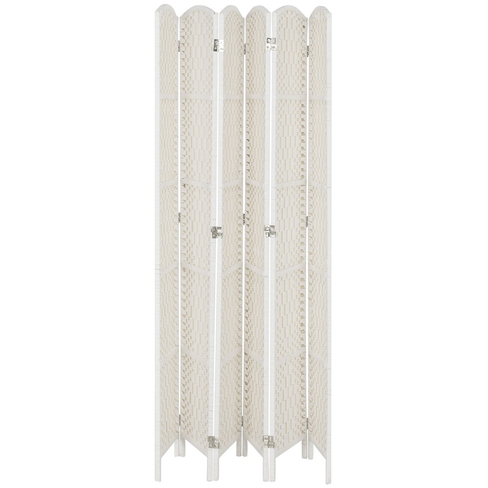 6 Panel Folding Privacy Screen, 6FT Partition Wall Divider, White