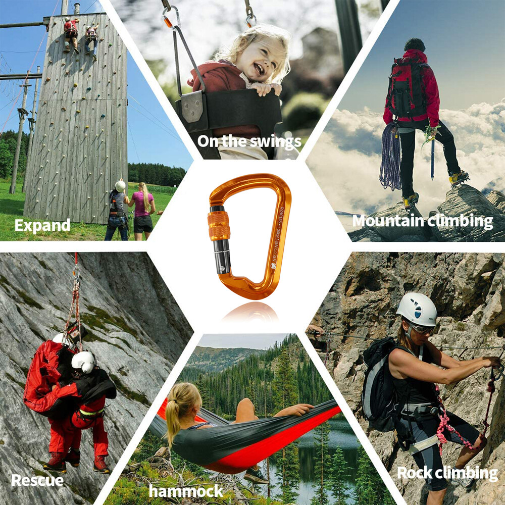 30KN Heavy Duty Locking Carabiner Clip Rock Climbing Hook Big Tree Rigging Swing