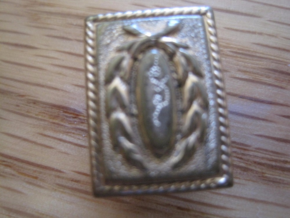 Vintage Rectangular Gold Tone Button