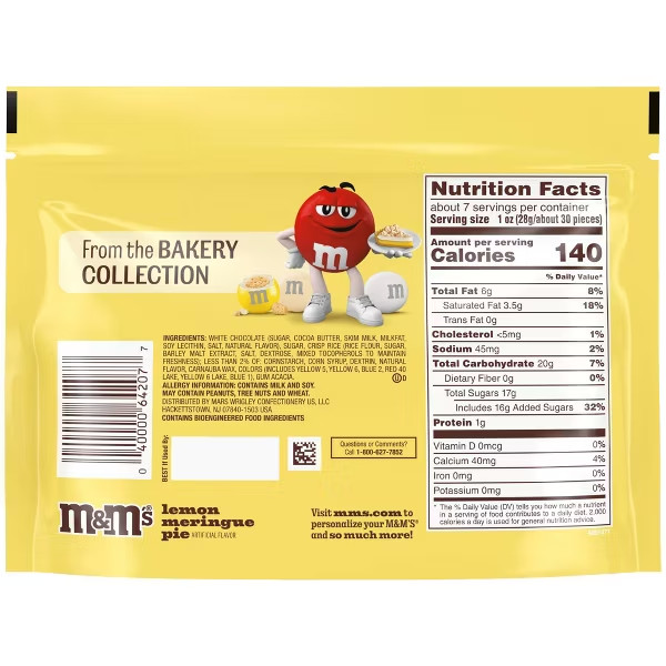 M&M's Lemon Meringue Pie White Chocolate Candy, 7.4 oz