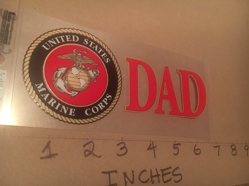 USMC US Marine " DAD " Window Decal (Applied outside)