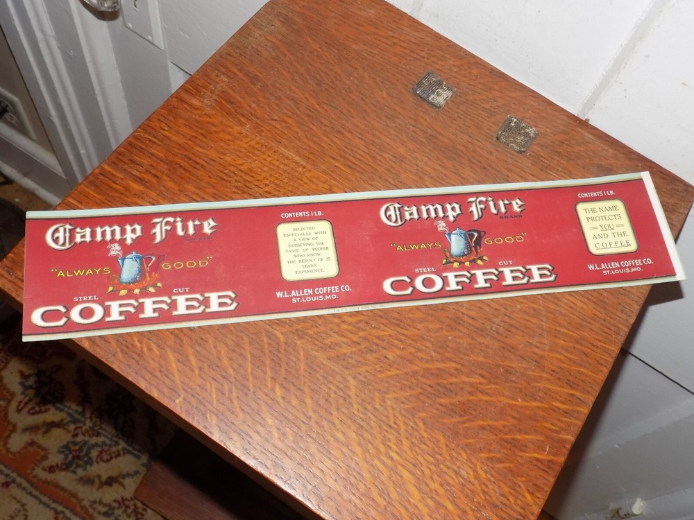 Vintage Camp Fire Coffee Paper Can Label