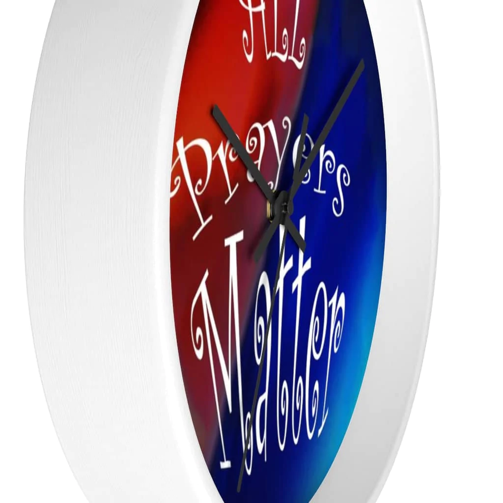 Wall Clock Dark Rainbow Background "All Prayers Matter"