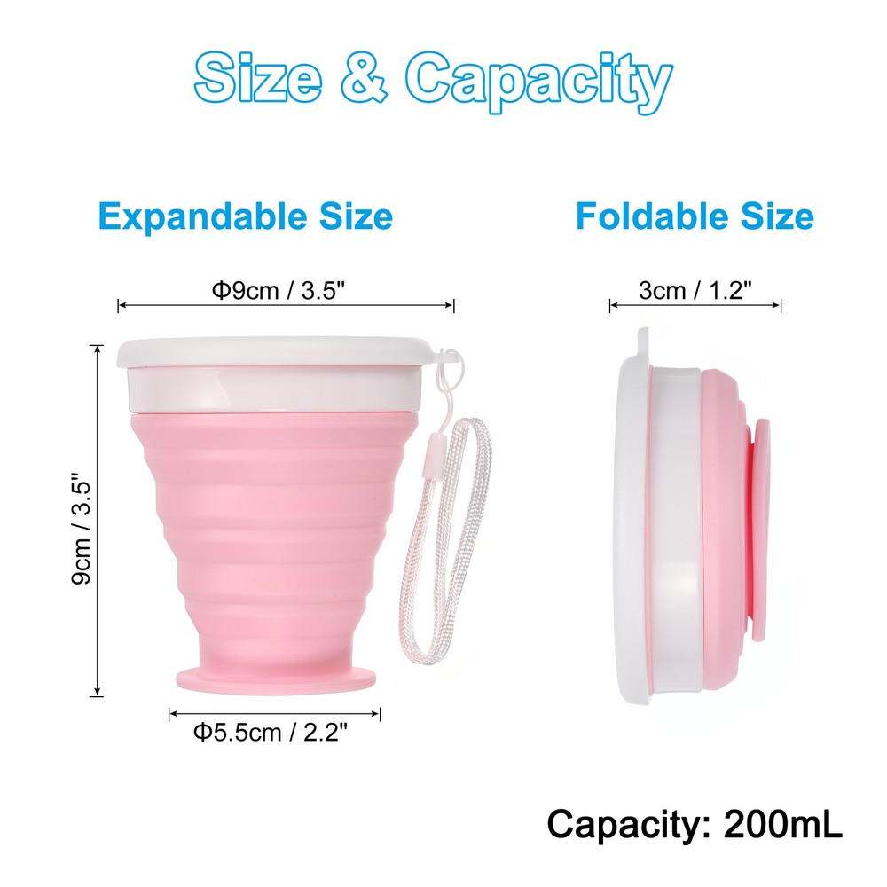 Folding water bottle, 2pcs 200mL, pink