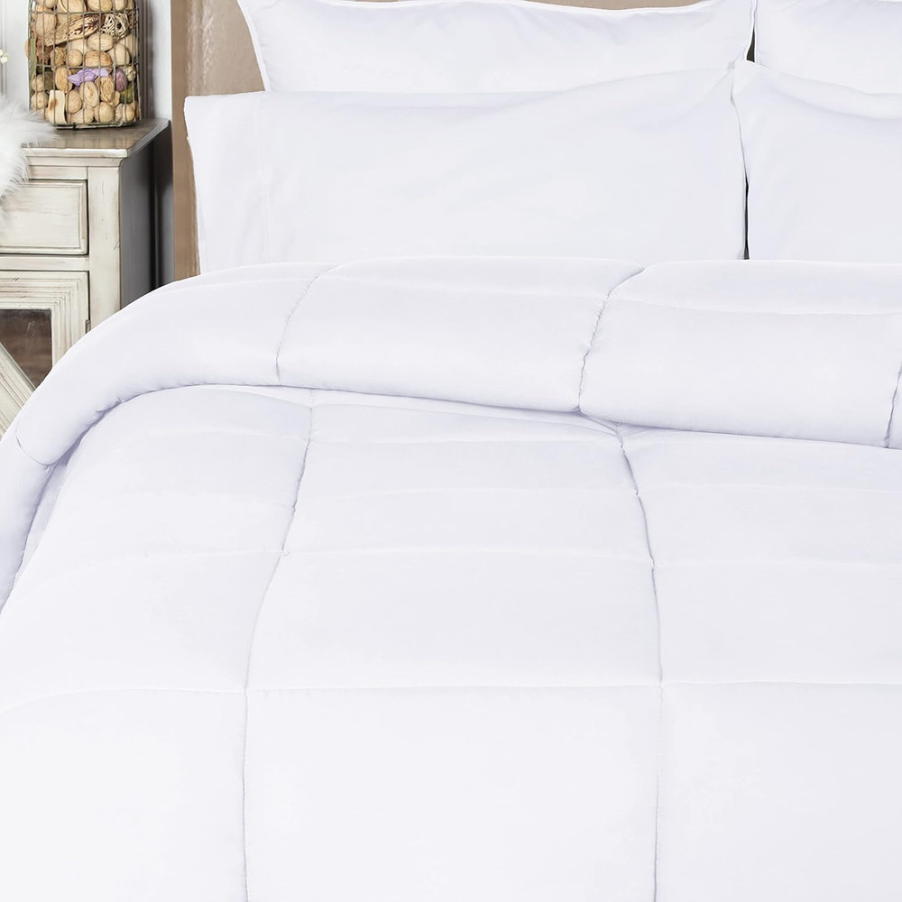 Brushed Microfiber Solid Comforter, down Alternative Bedding, Reversible, Medium