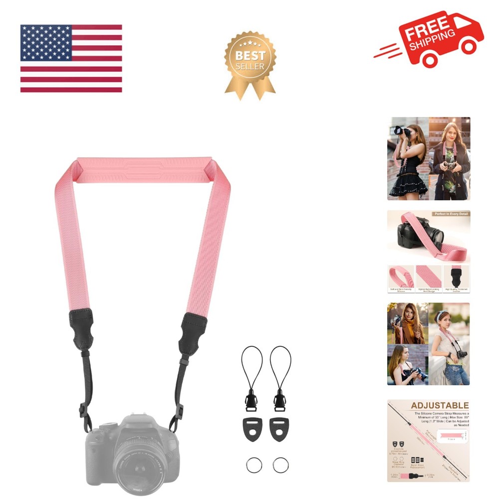 Neck Strap Silicone Camera Straps - Padded Camera Strap, 1.5" Wide Adjustable...