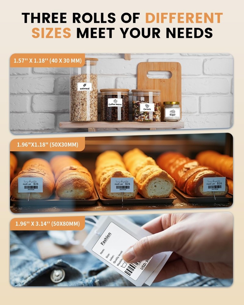 Label Maker Machine with 3 Tapes, M100 Bluetooth Label Printer, Versatile App...