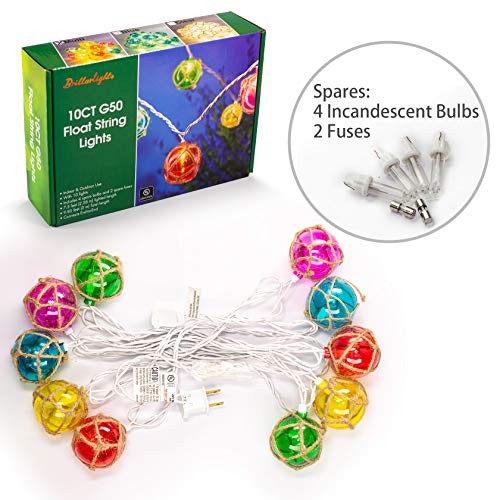 Nautical Fishing Float String Lights, Beach Themed Buoy Lights Set Multicolor